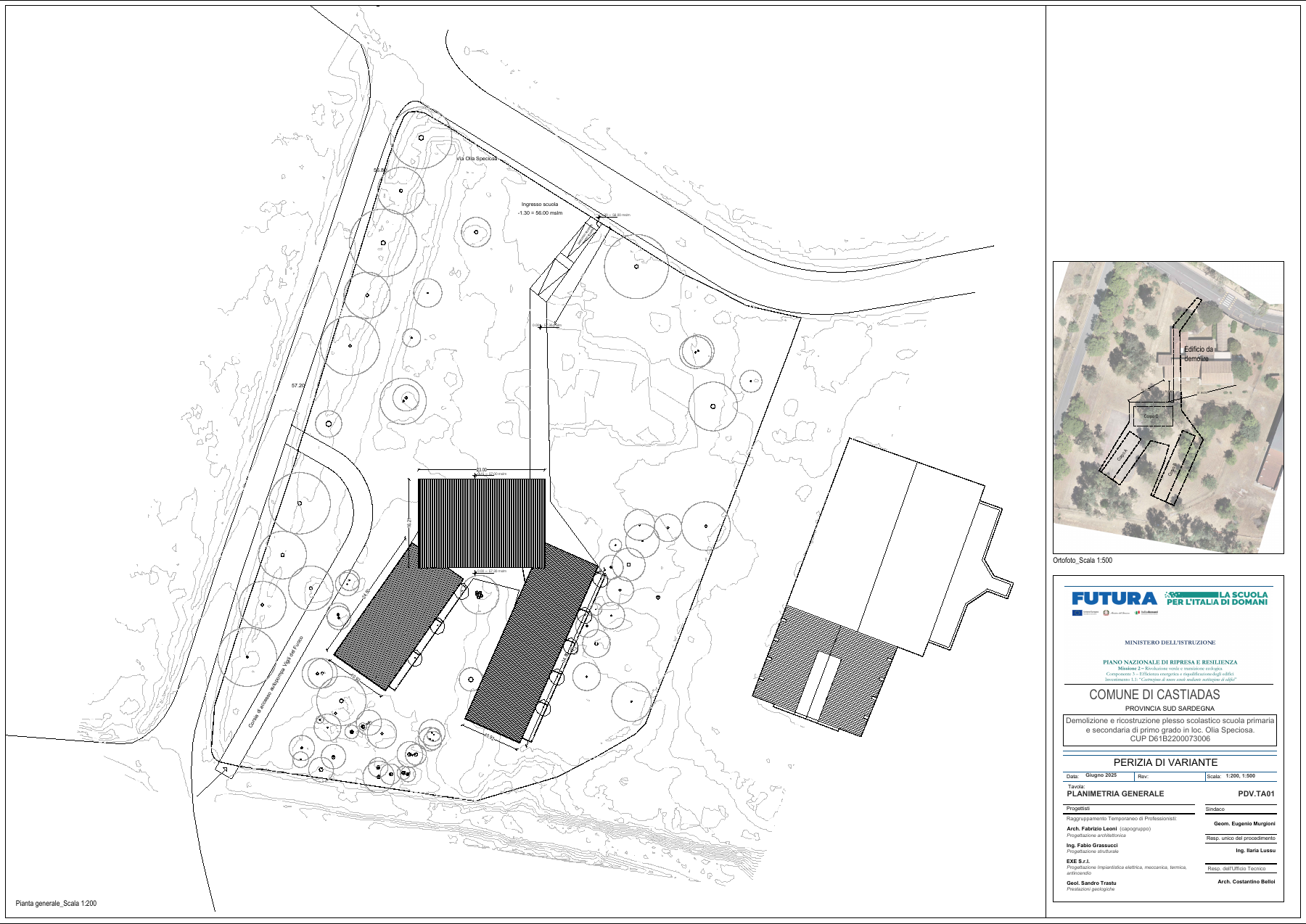 PDV.TA01 · General site plan and orthophoto — 2025 revision · 1:200 / 1:500