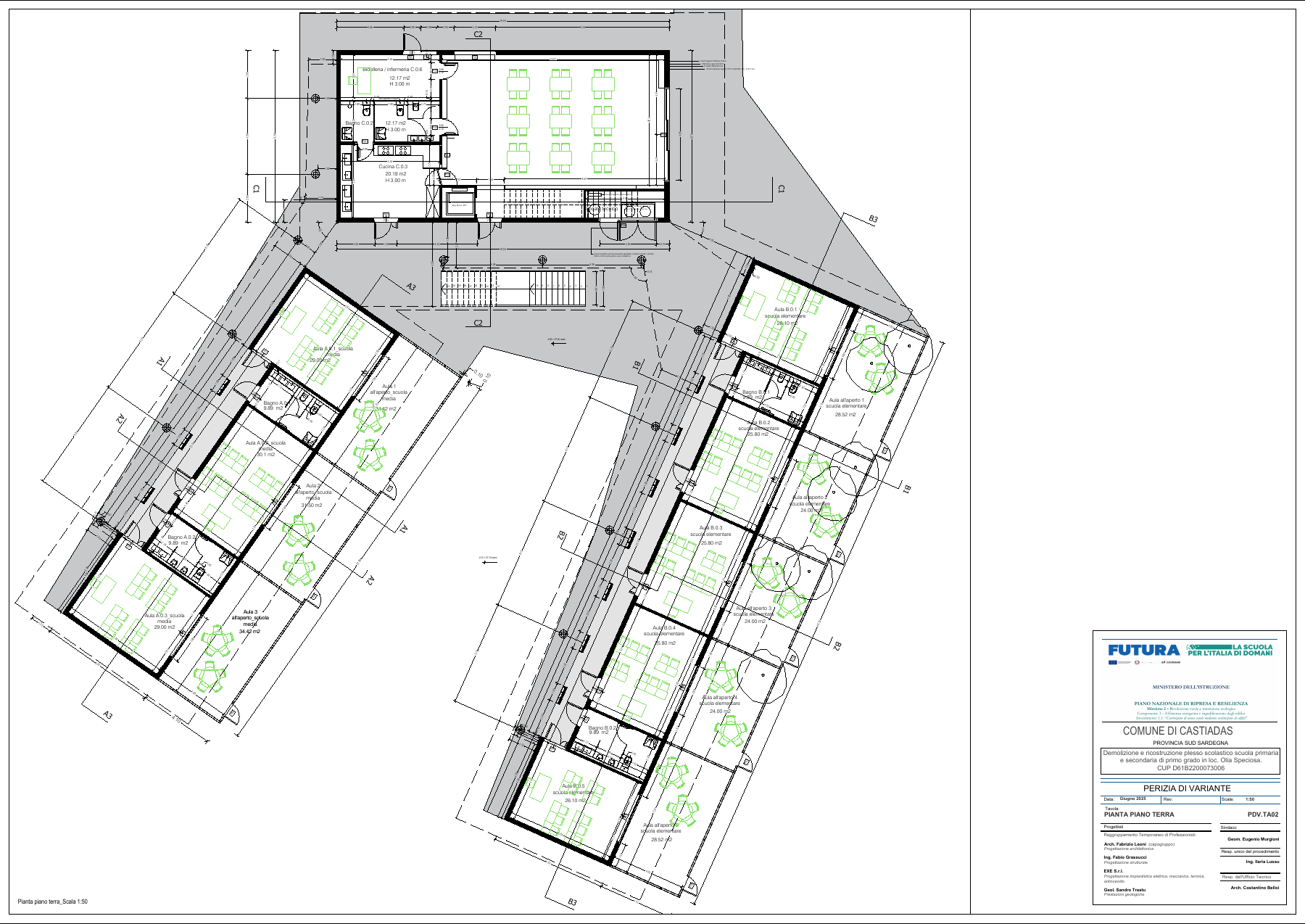 PDV.TA02 · Ground-floor plan — 2025 revision · 1:50