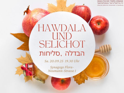 Herzliche Einladung zu Hawdala und Selichot am 20.09.2025