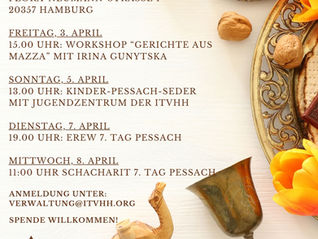 Herzliche Einladung zum 2. Teil des Pessach-Festes 5786/2025 beim Israelitischen Tempelverband Hamburg