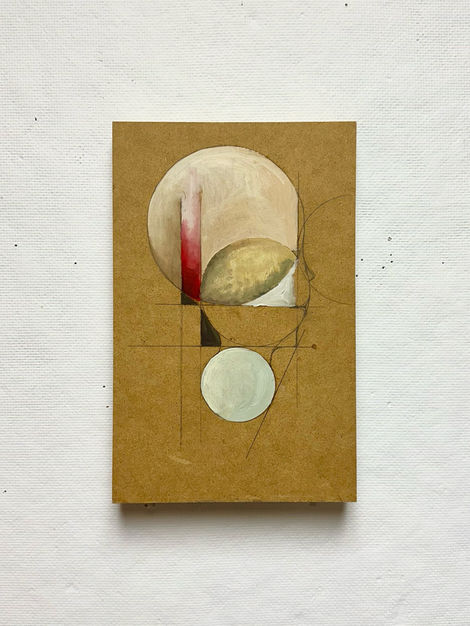 Test of drafting organic forms on MDF with pencil and then abstractly painting with oil paint on top.