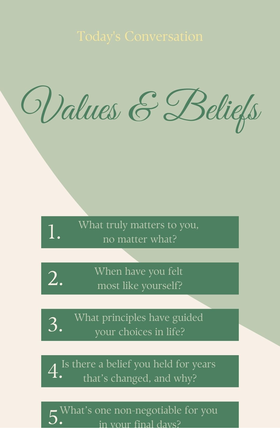 Conversation Starters for Legacy & End-of-Life Discussions