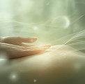 subtle healing light waves hands over body 