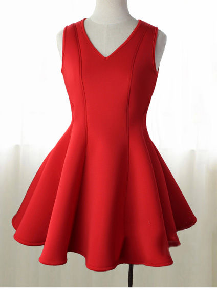 縮圖：V領無袖蓬蓬裙洋裝