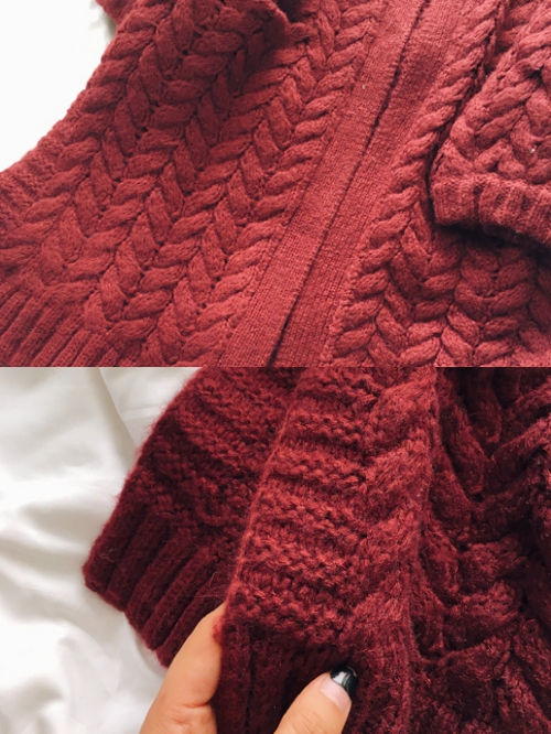 縮圖：麻花針織中長款毛衣外套