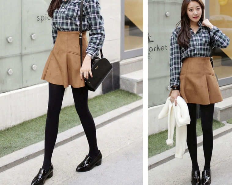 縮圖：麂皮絨高腰修身短裙