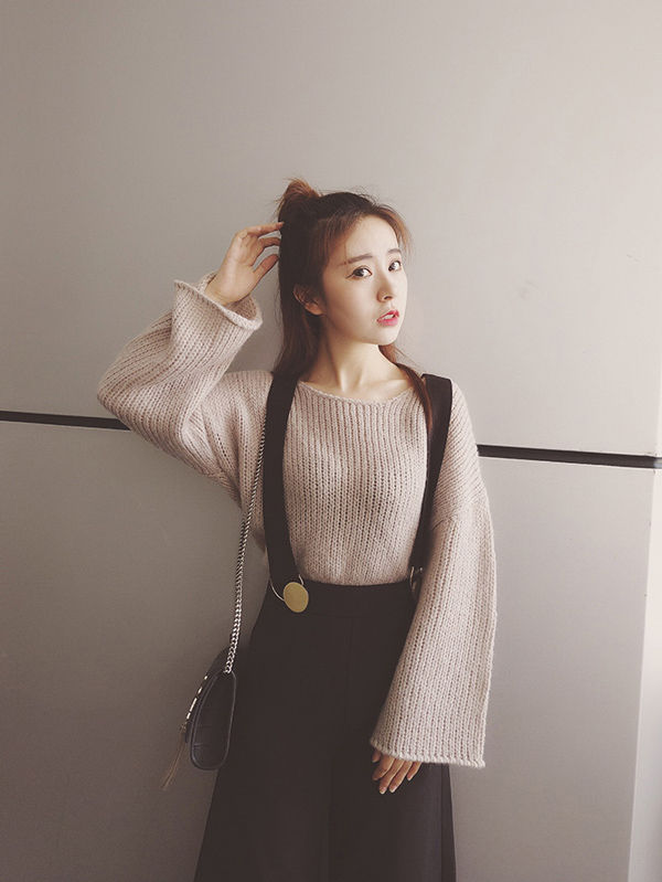 縮圖：背帶可拆九分高腰闊腿褲