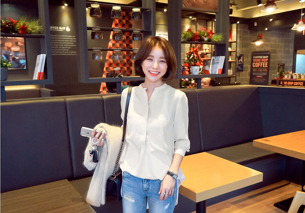 縮圖：【正韓空運】寬鬆雪紡襯衫上衣