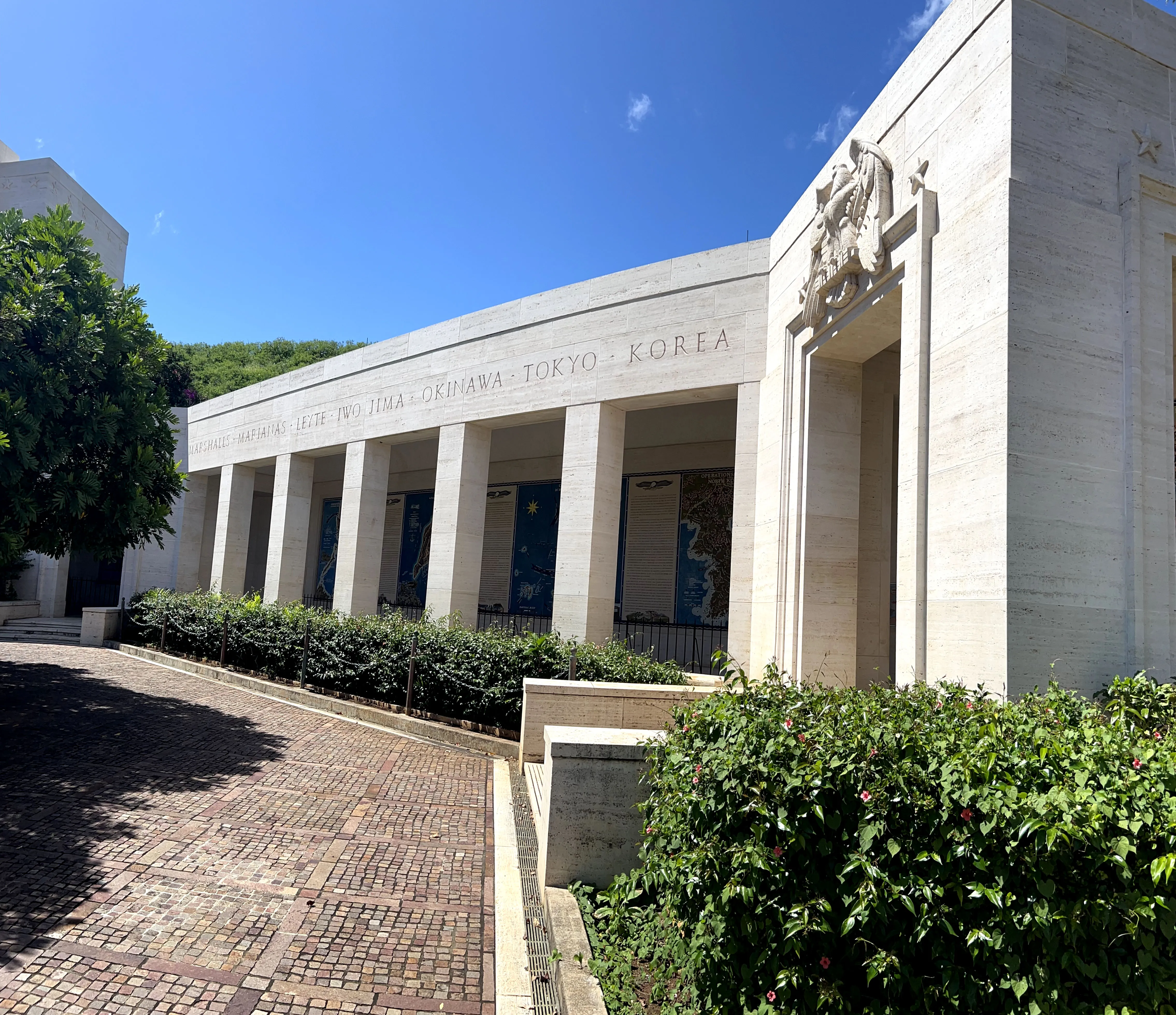 View of war wall monument at Honolulu Memorial. 