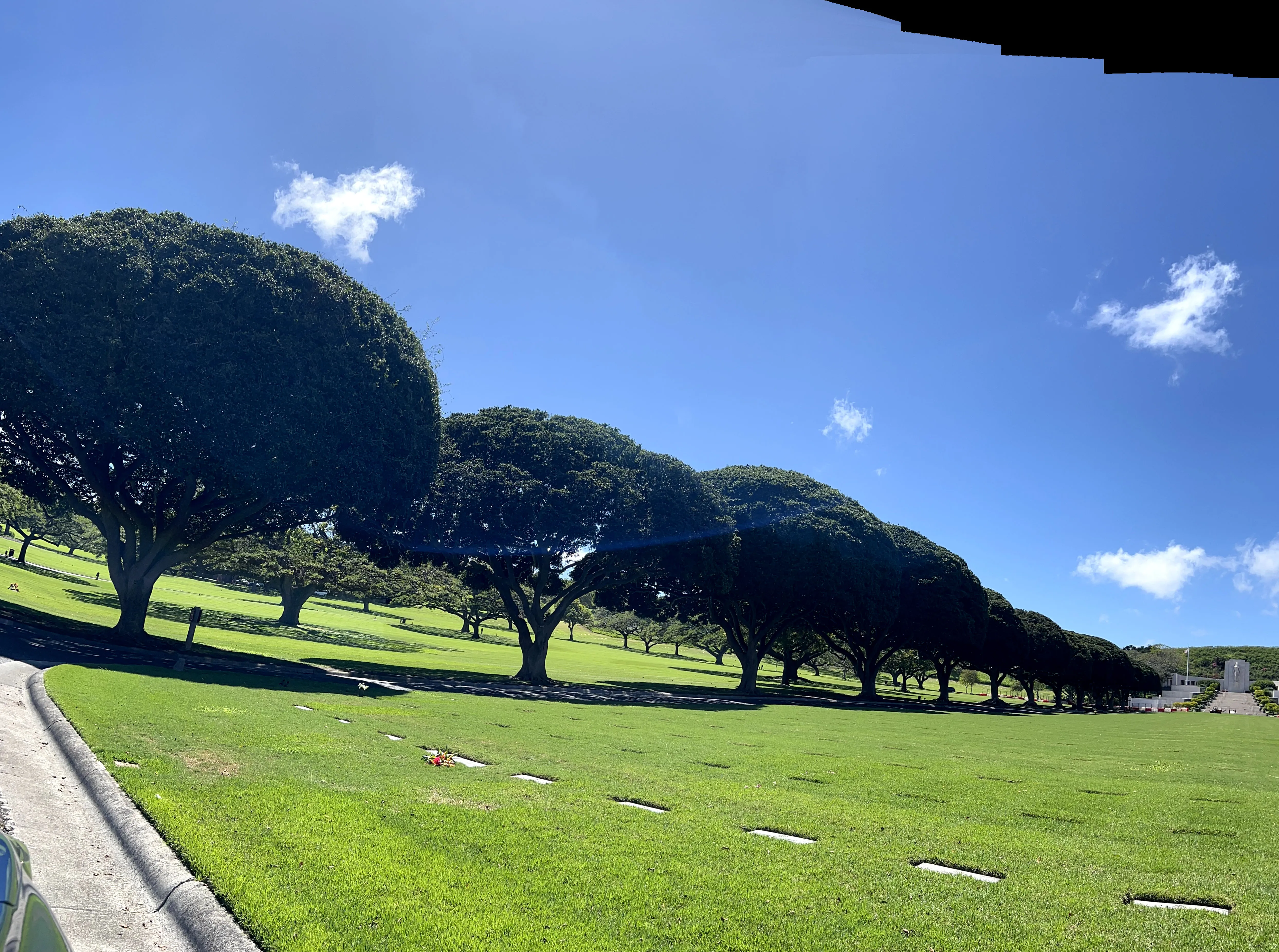 Green landscaping of cemetery at Honolulu Memorial.  