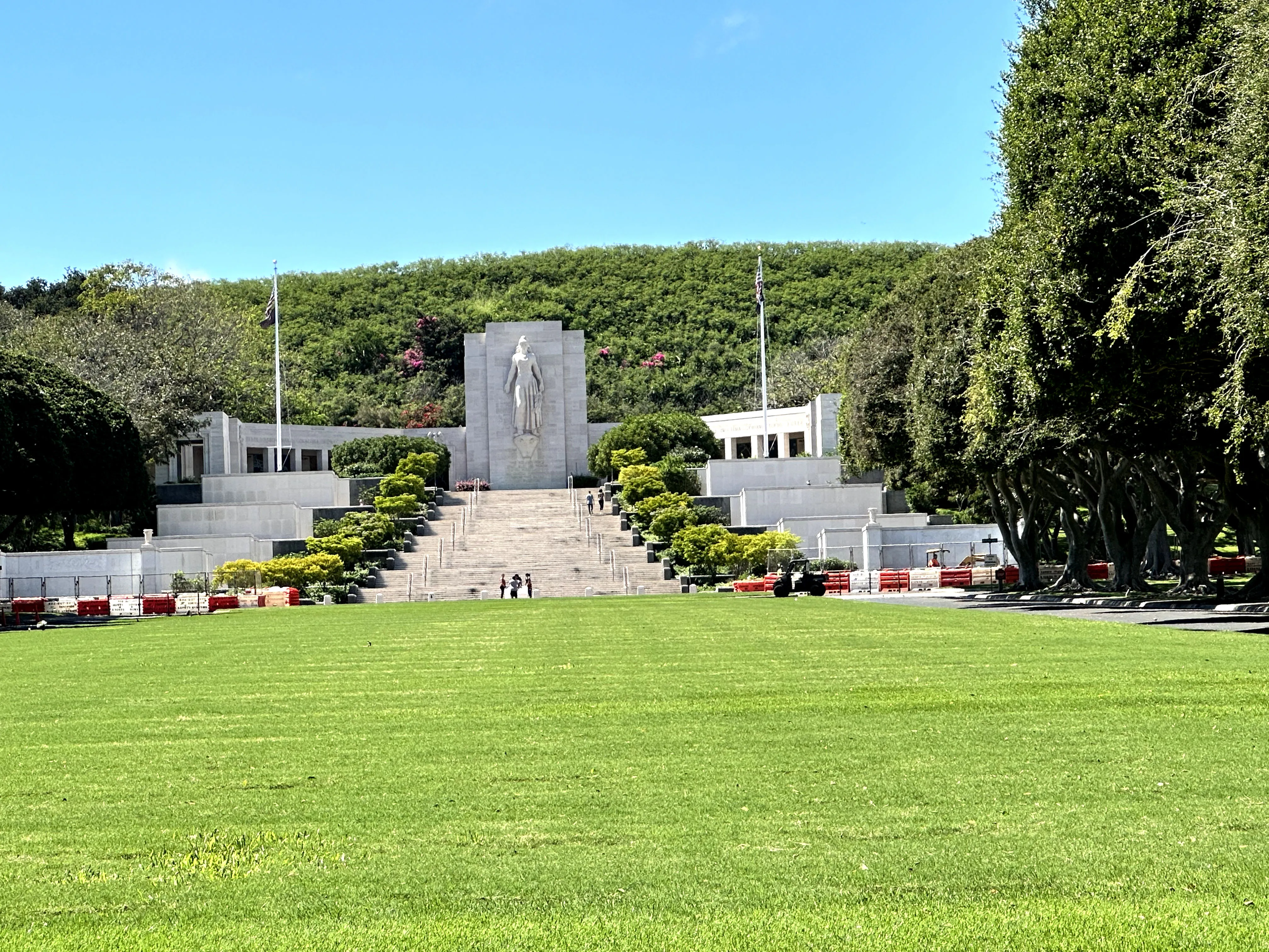 Looking up at military memorial at Honolulu Memorial. 