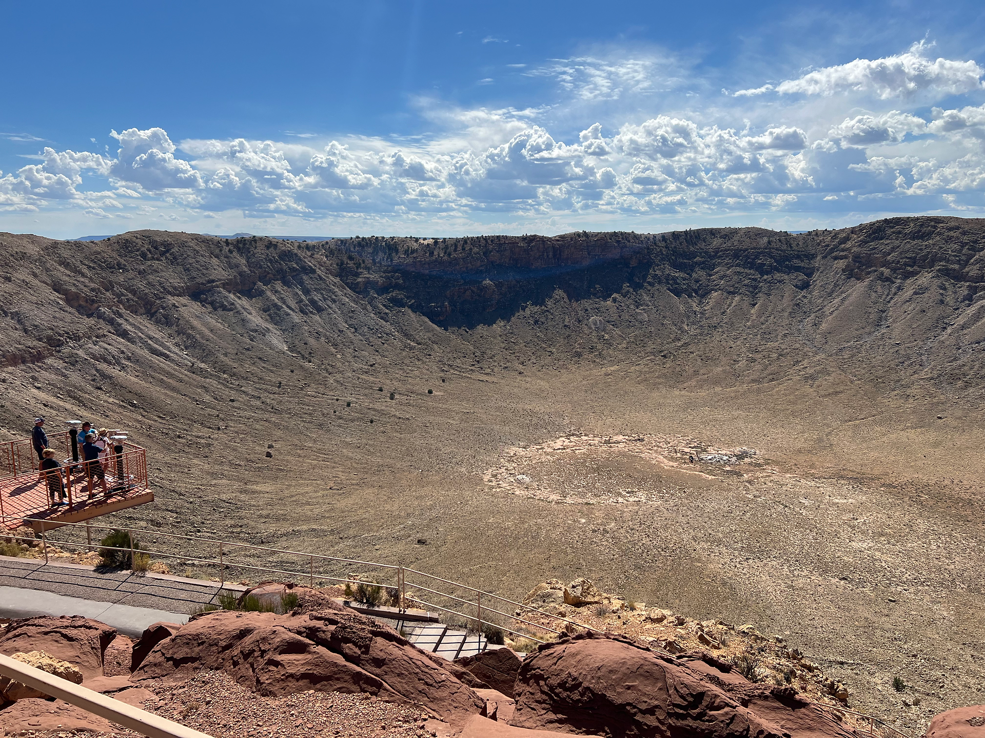 Giant crater hole with look out bridge.