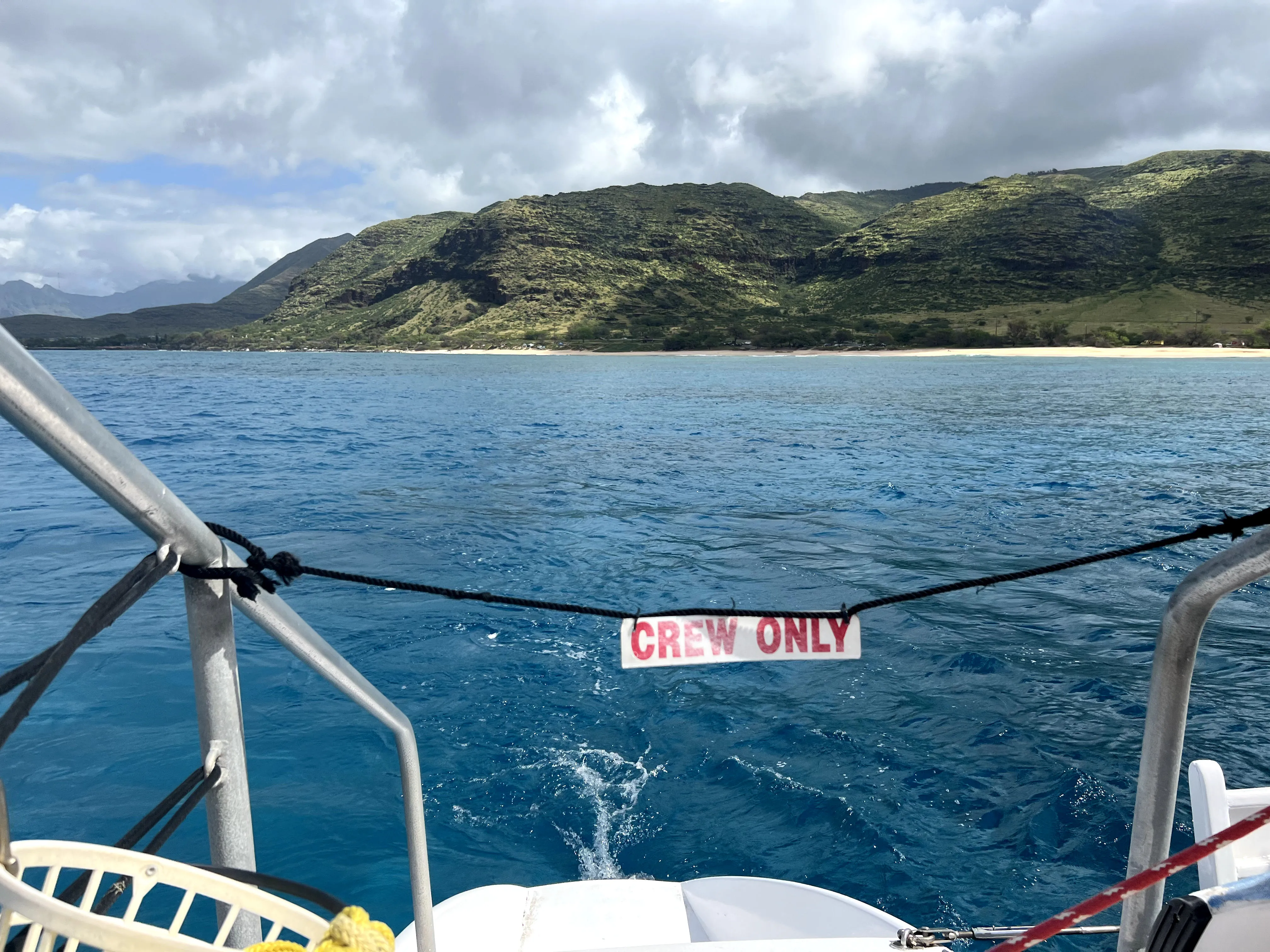 Back of boat view, snorkeling in Hawaii, Ko Olina Ocean Adventures.