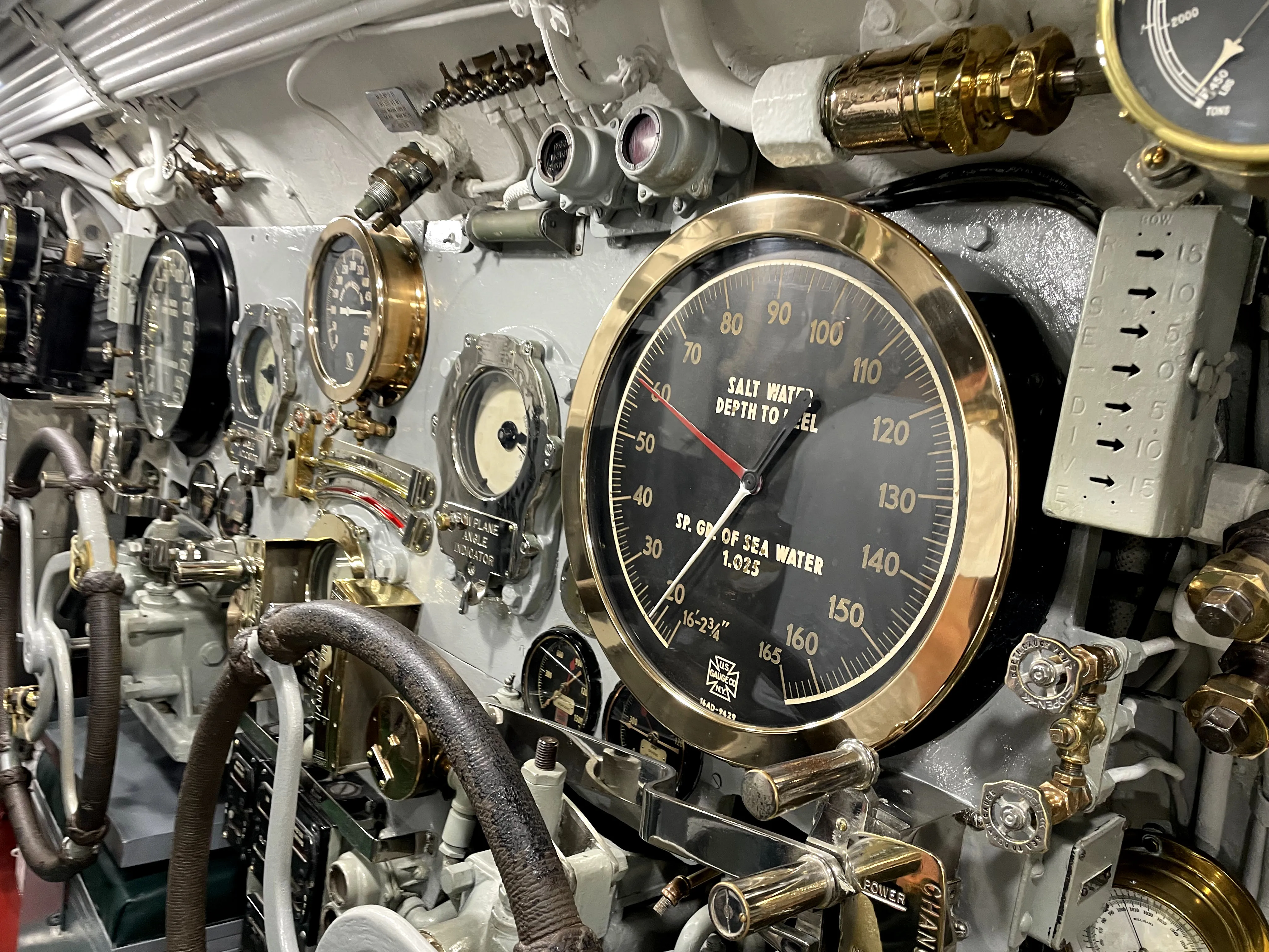 Controls inside submarine at Pearl Harbor.