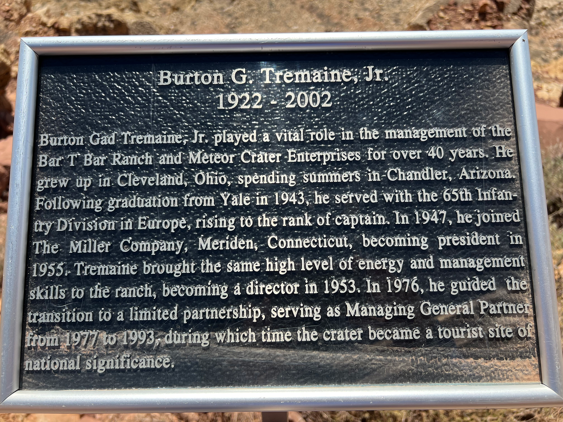 In memory of Burton G. Tremaine, Jr. plague.