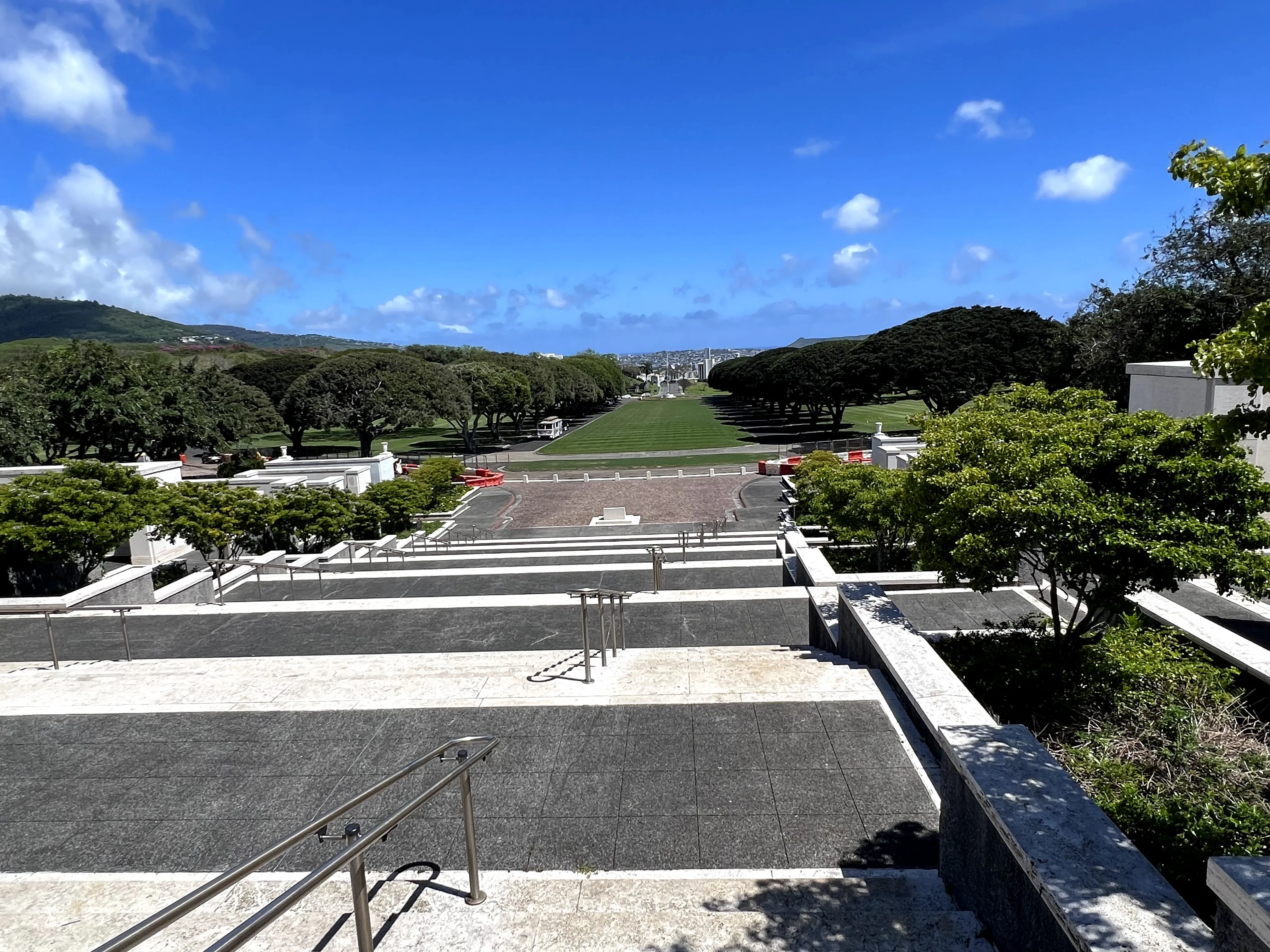 Stairs coming down from the Honolulu Memorial. 