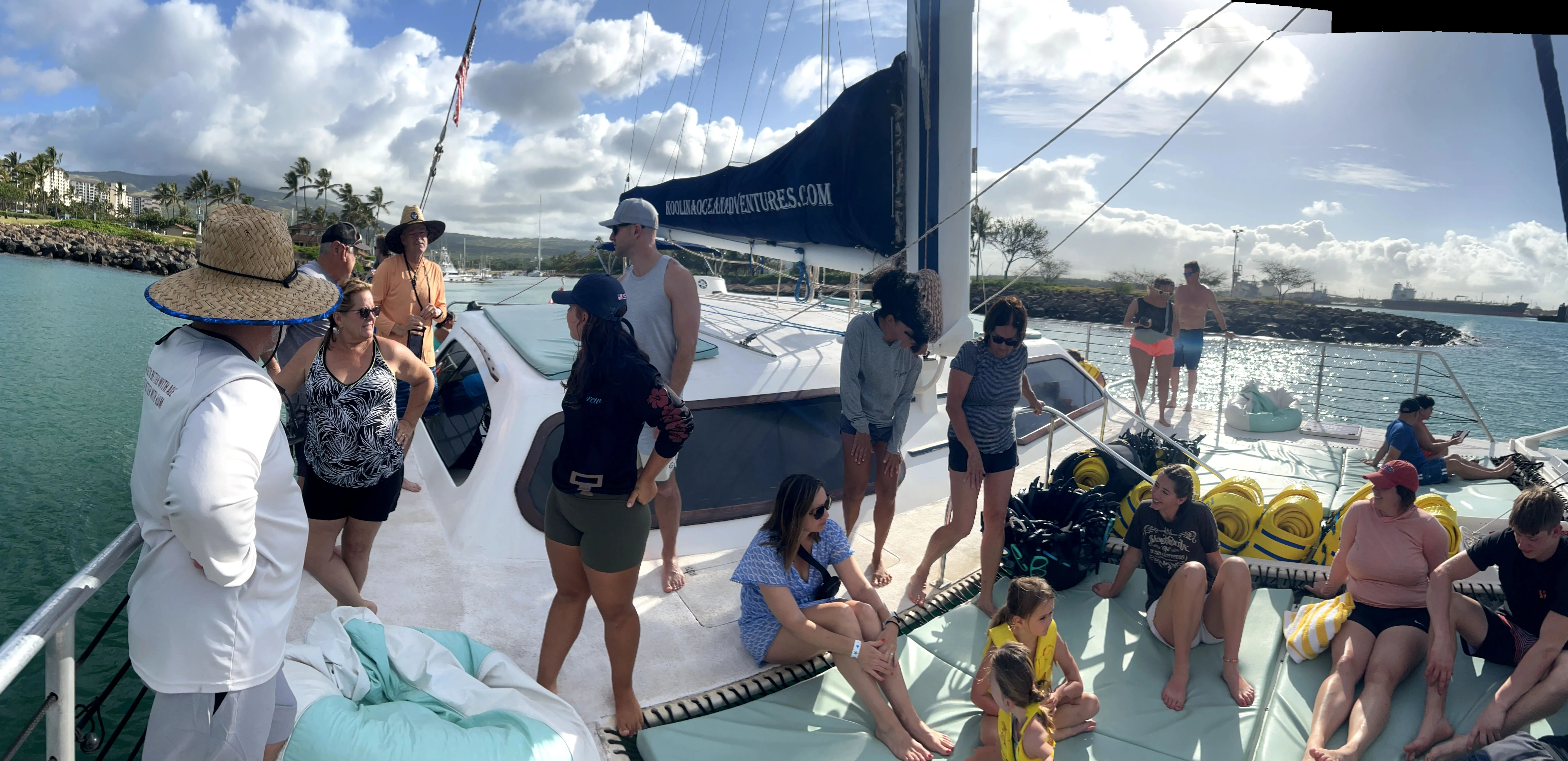 On the boat for snorkeling in Hawaii, Ko Olina Ocean Adventures. 