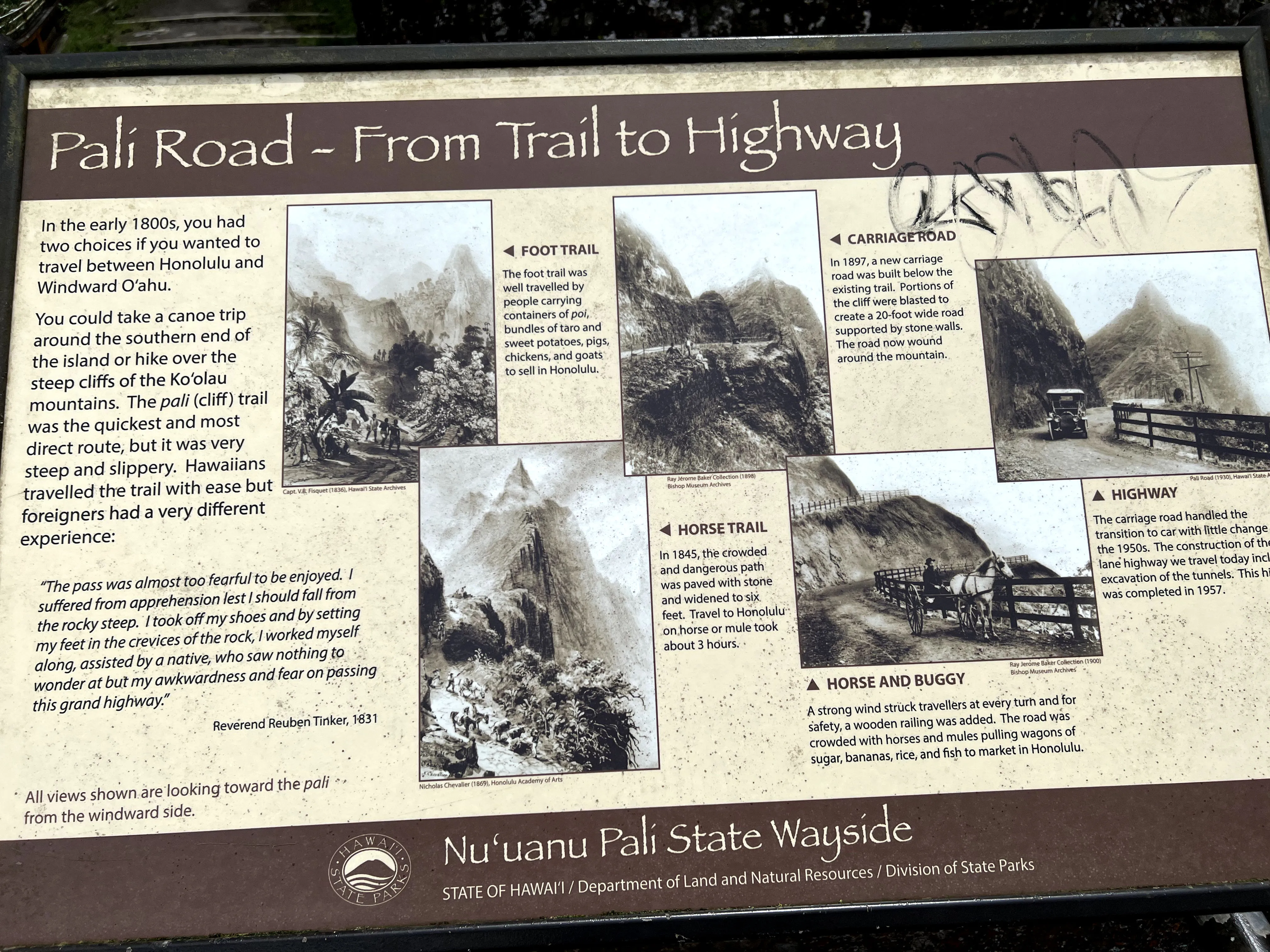 History of Pali Road from Trail to Highway  in Hawaii. 