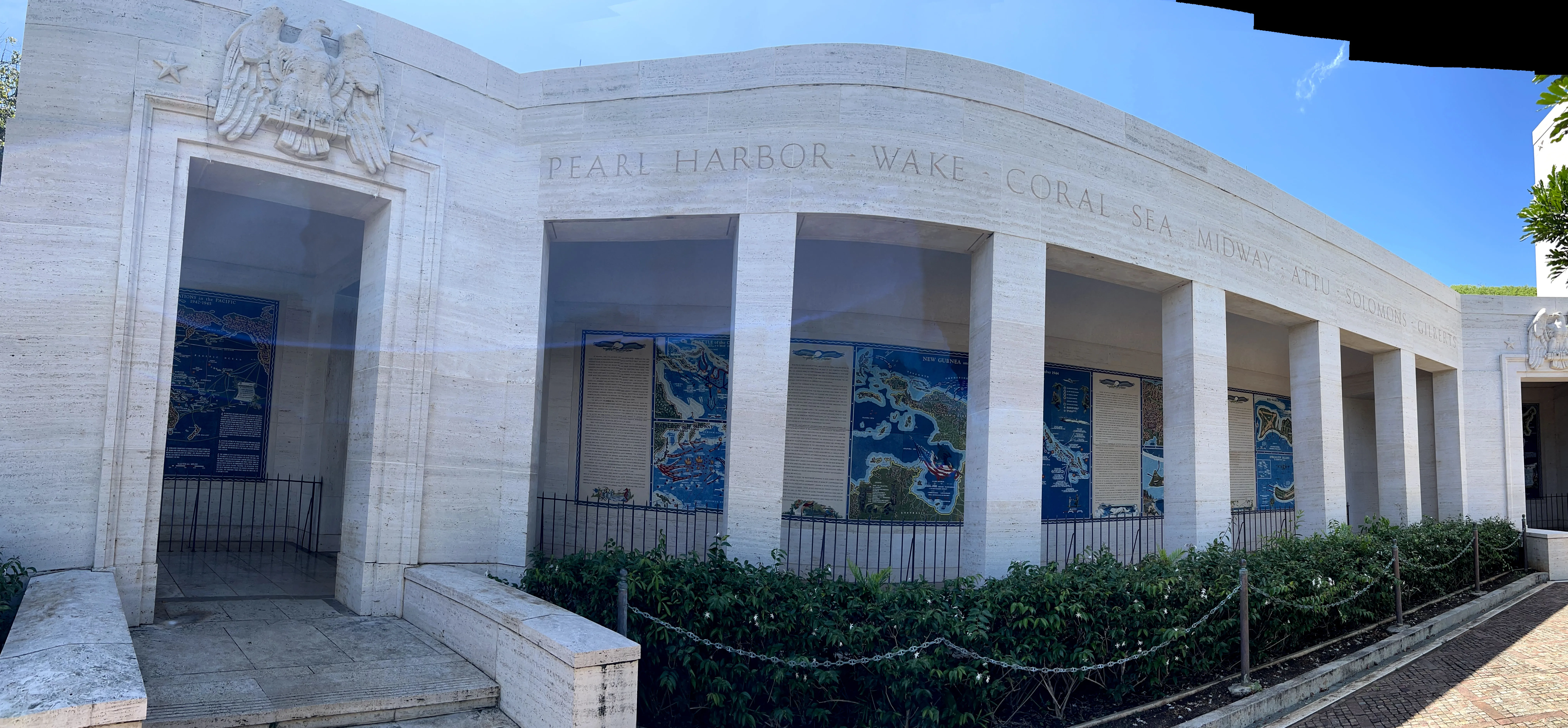 Outside of building showing different wars at Honolulu Memorial.