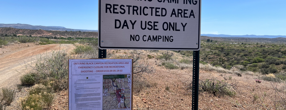 Entrance sign to Black Canyon Recreation Area in Cottonwood.