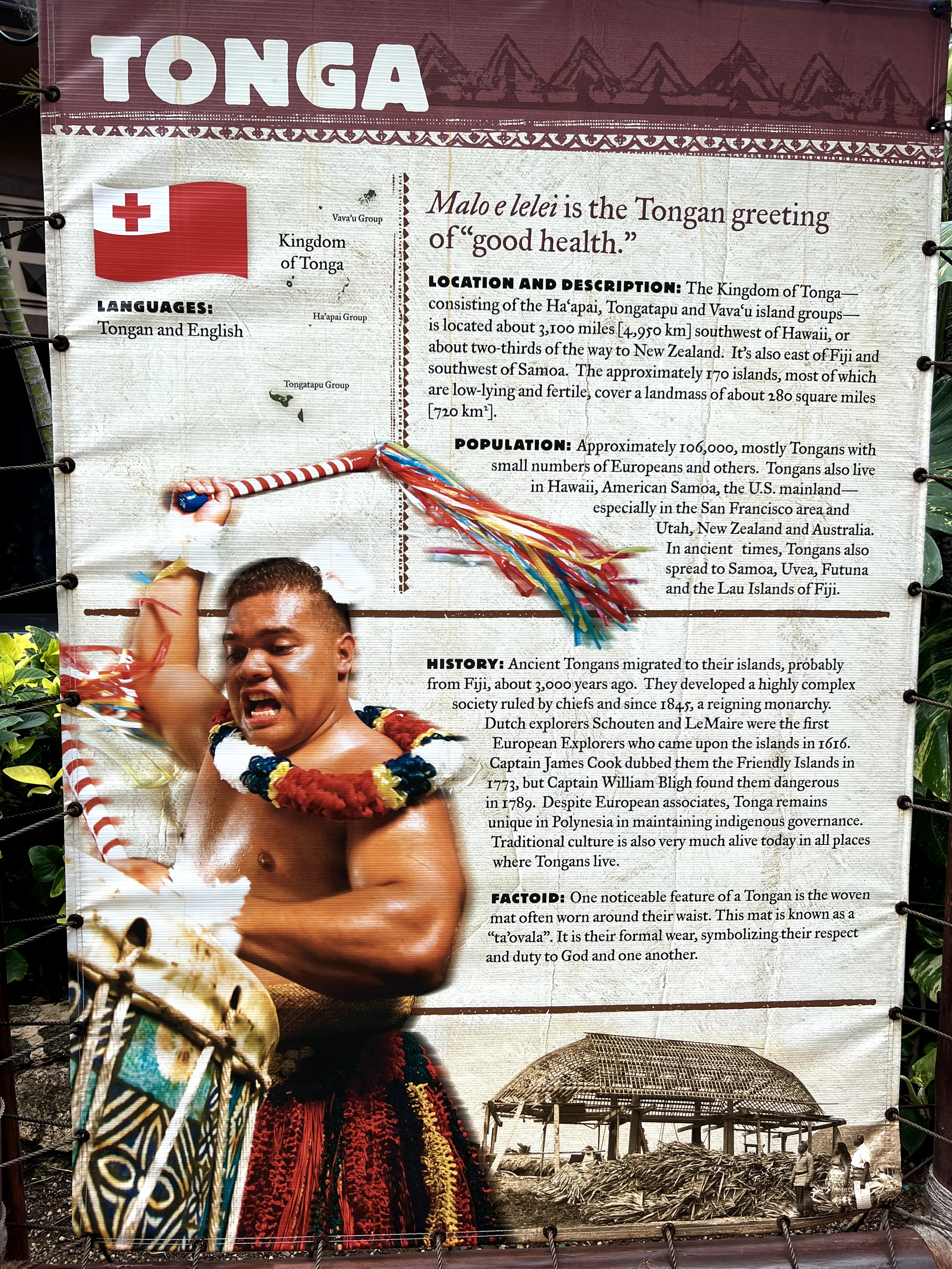 History of different cultures at Polynesian Cultural Center in Hawaii.