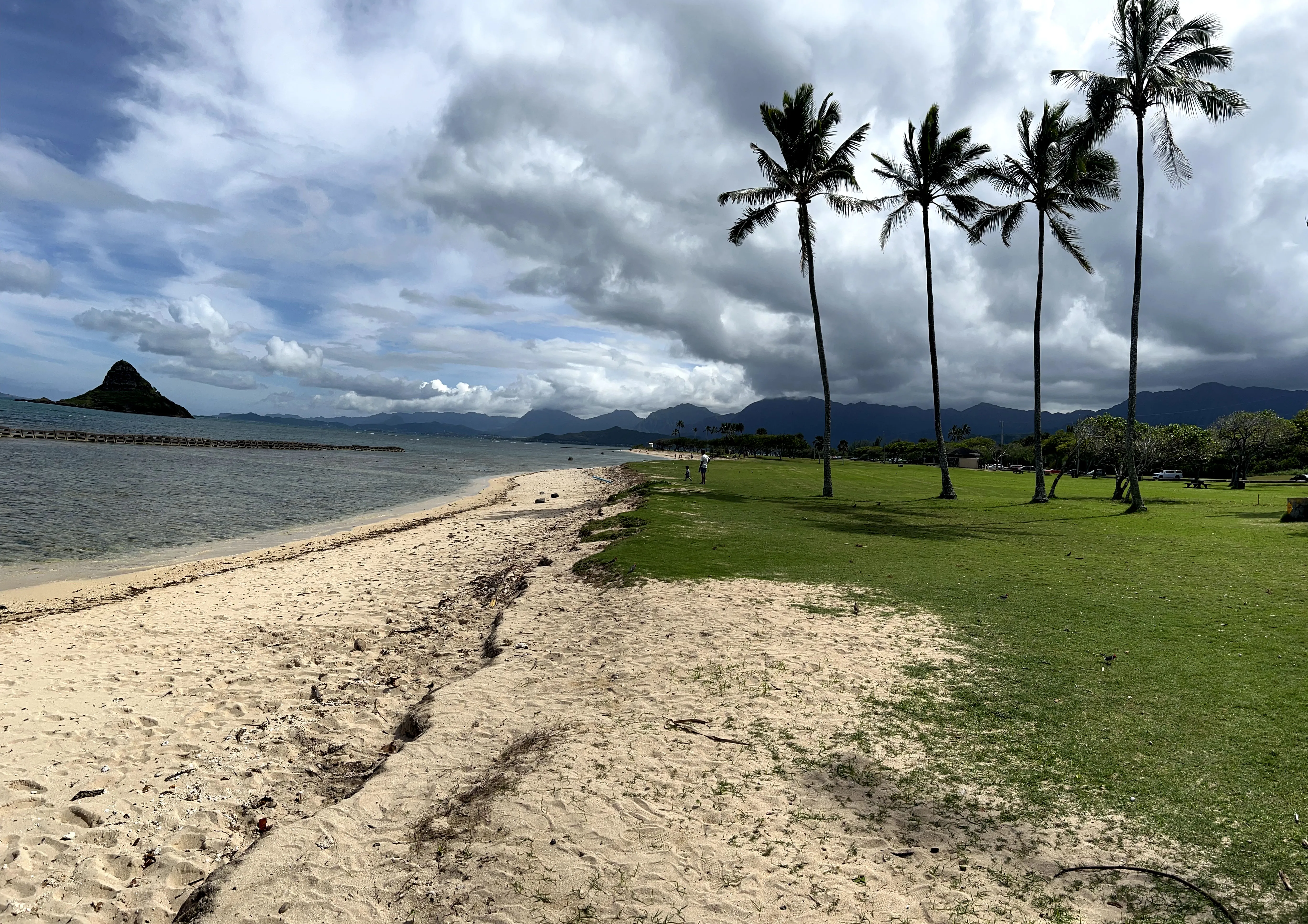 Kuala Regional Park, looking at Coolie's hat, known as "Chinaman's hat"  in Hawaii. 