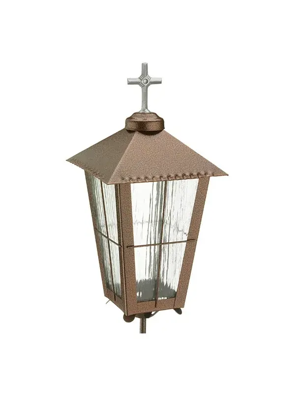 Miniatyrbild: Gravlykta med kors och frostat glas