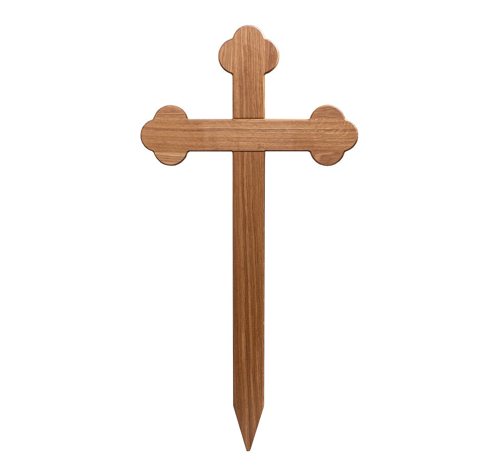 Gravmarkör, träkors, processionskors, ortodox treklöver