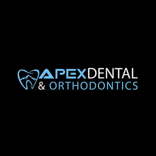 apex dental and orthodontics logo on a black background