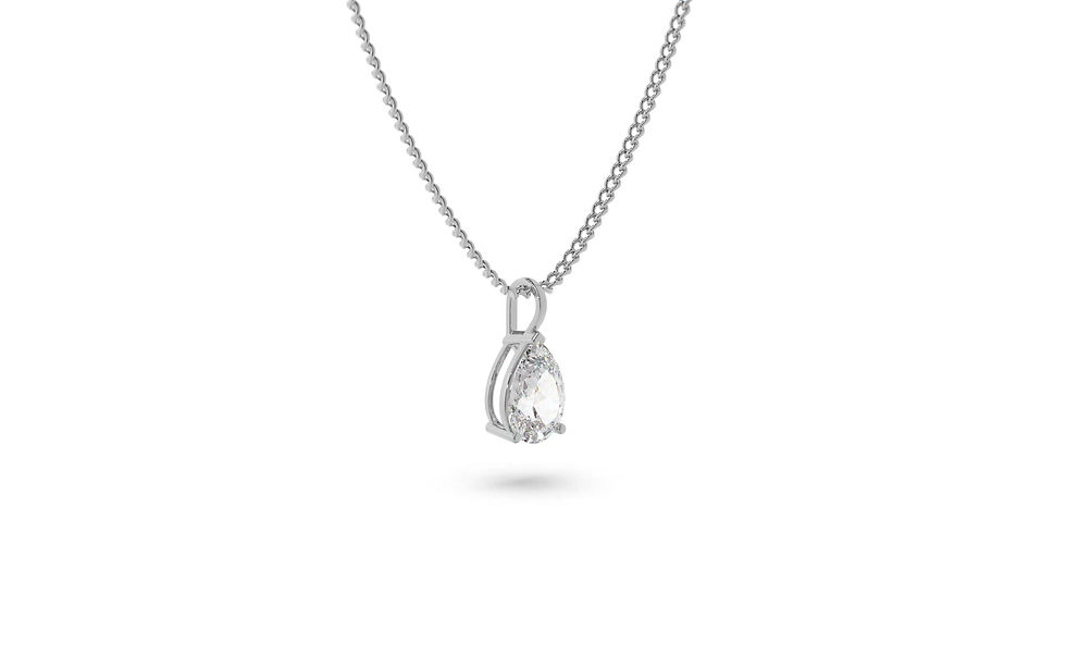 Thumbnail: Lab Grown Pear Moissanite Diamond Pendant  10 x 7 mm