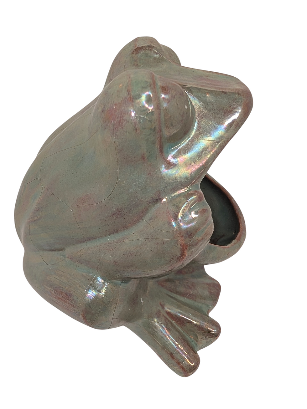 Thumbnail: Retro Frog Scrubby -  Iridescent green/gold glaze