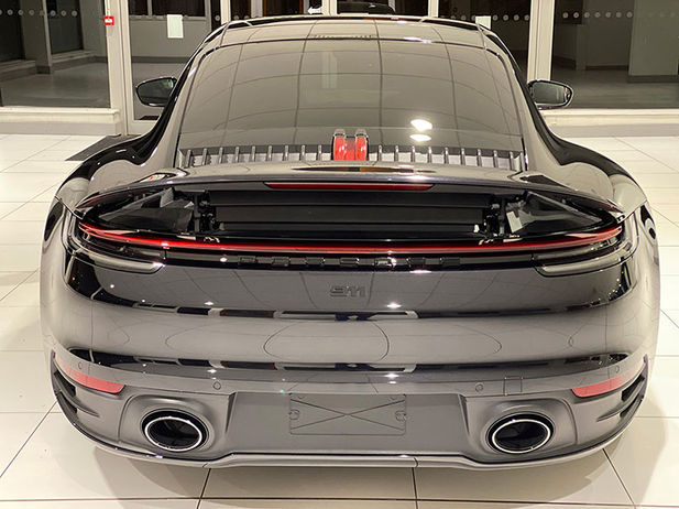 new 911 porsche rear view of ppf and ceramic coating