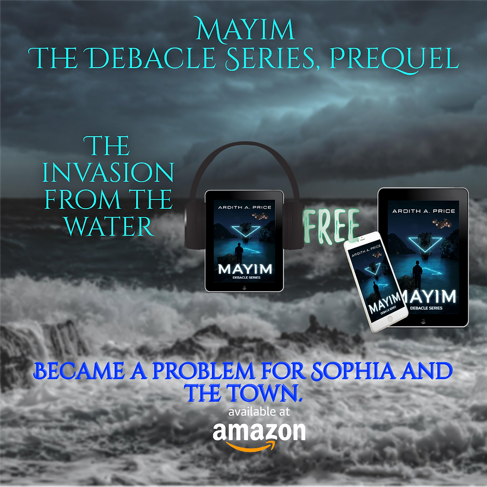 MAYIM, The Debacle Series, prequel. Free ebook. Stormy water with lightning in the background.