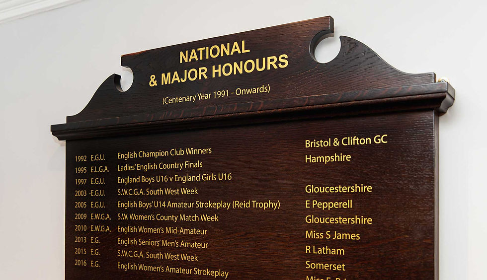 Bespoke Wooden Honours Board for Bristol and Clifton Golf Club