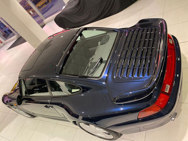 Top view of a classic car with paint protection, porsche