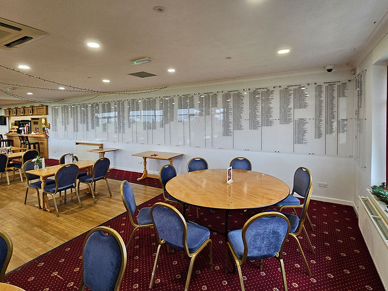 Acrylic honours boards with black background and gold lettering at Worlebury Golf Club.