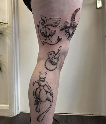 fine line leg tattoo