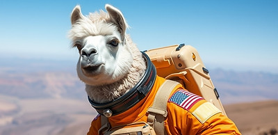Lama with a space suit ai generated