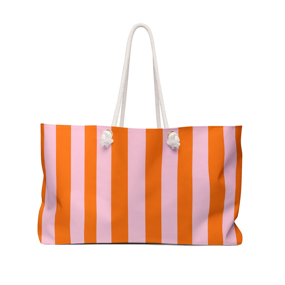 Thumbnail: Orange Blush Stripe Weekender Bag – Main Front View