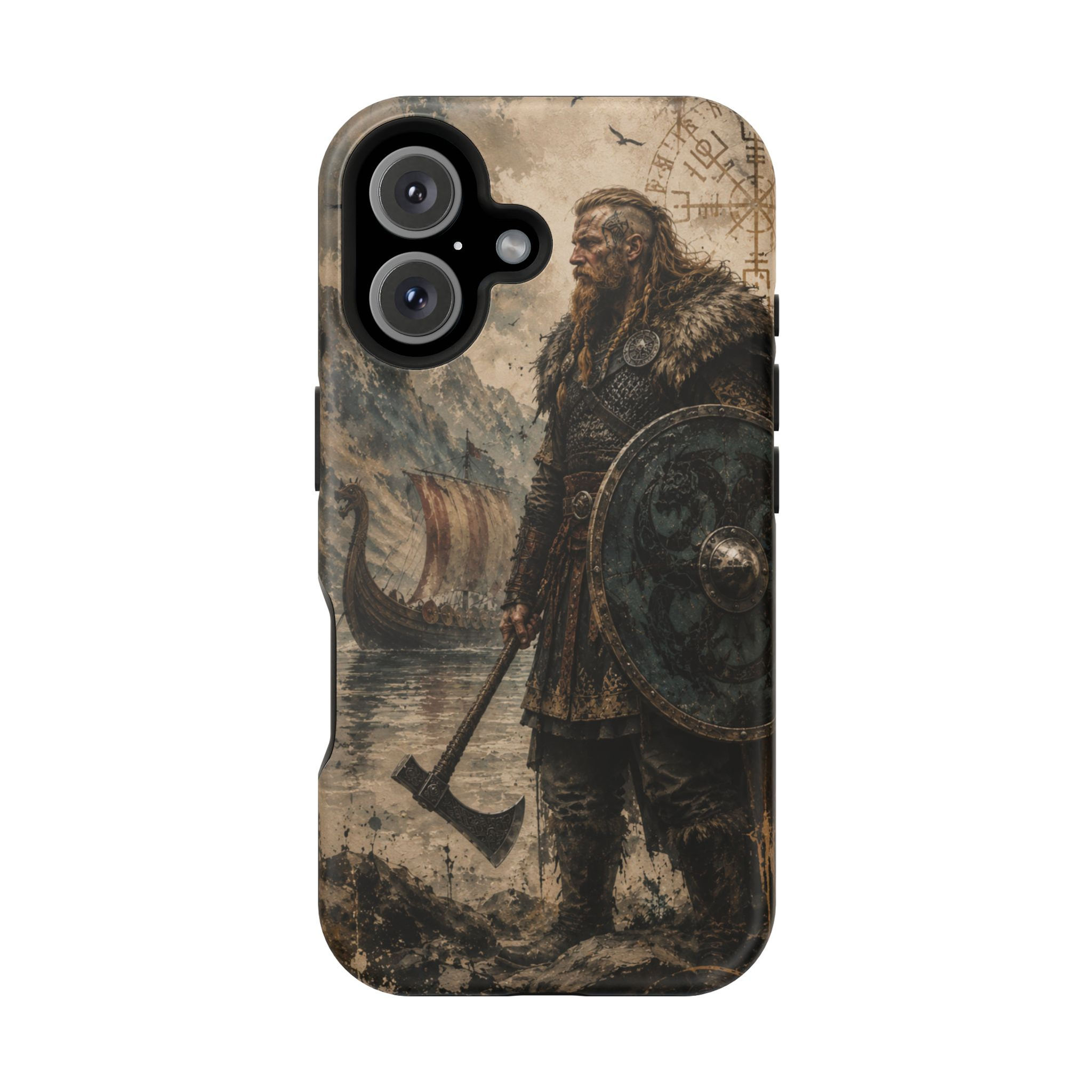 Viking Warrior Northern Storm Magnetic Phone Case Front Picture