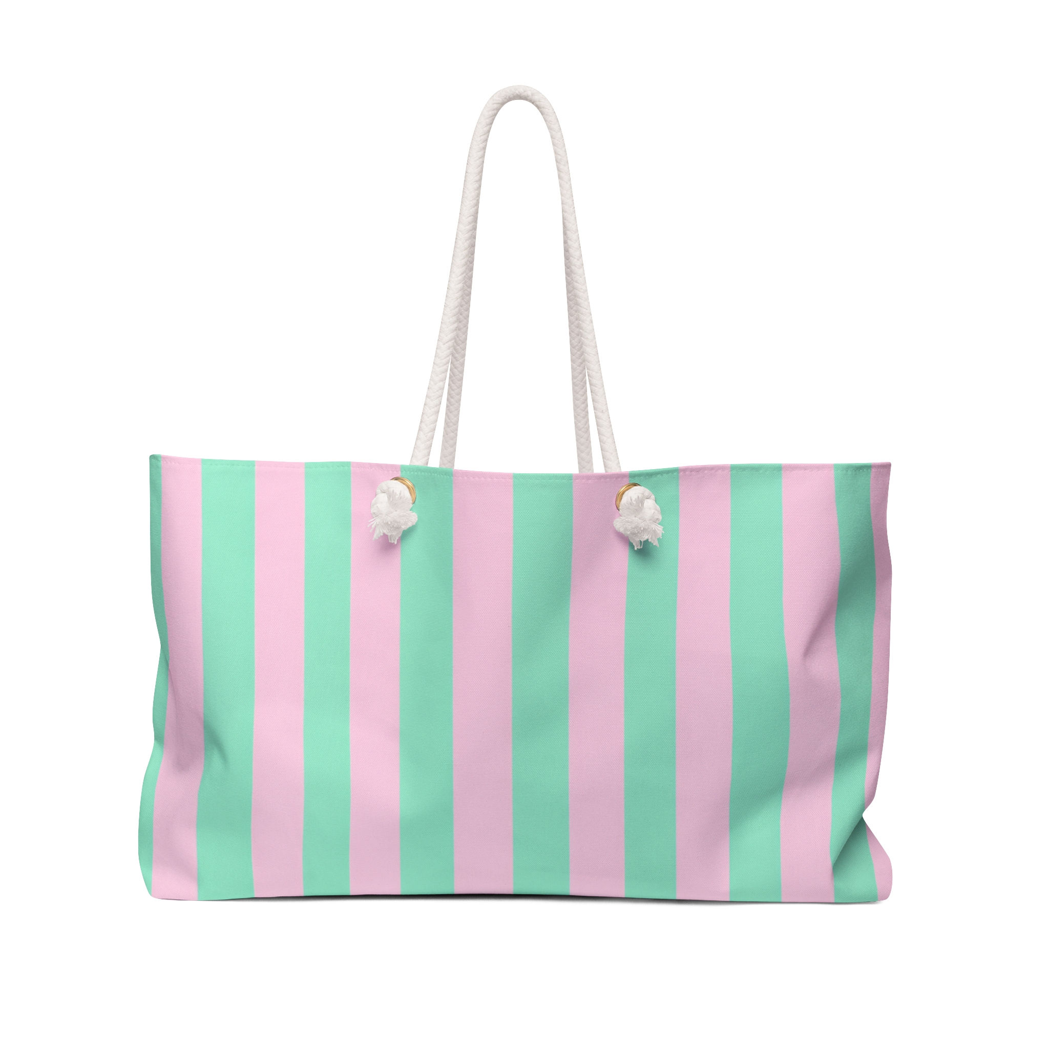 Mint Blush Stripe Weekender Bag – Main Front View