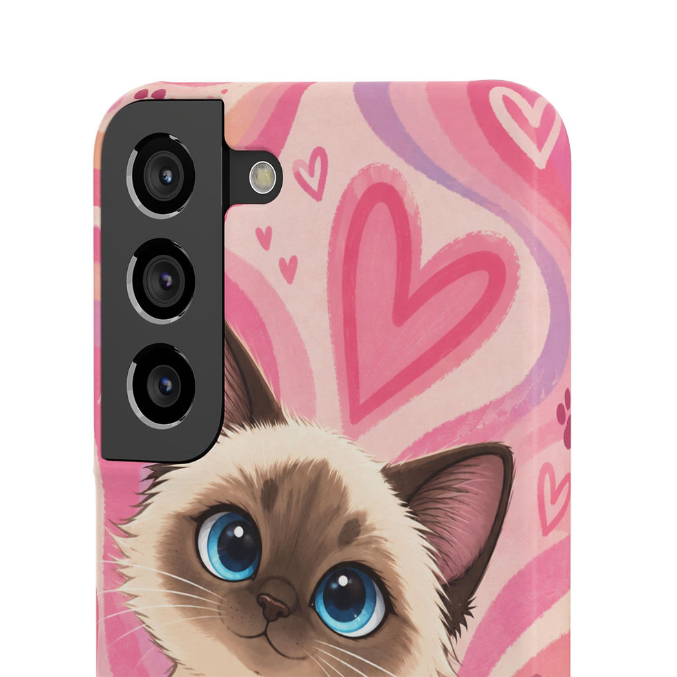 Miniatura: Pink Retro Ragdoll Sweetheart Cat Slim Phone Case – Samsung S 26 front view with camera detail and pink retro cat design