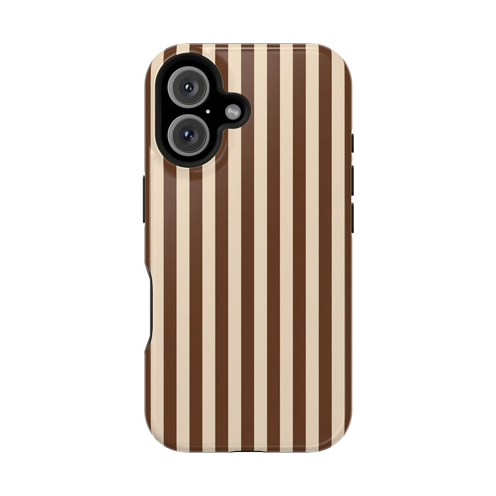 Chocolate Cream Stripe Glossy Magnetic Phone Case – Front Picture