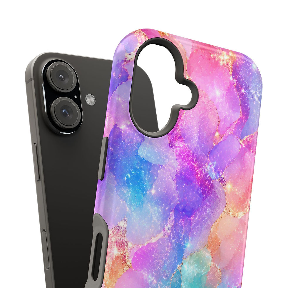 Miniaturebillede: Pastel Crystal Galaxy Glossy Magnetic Phone Case – Interior and Back View