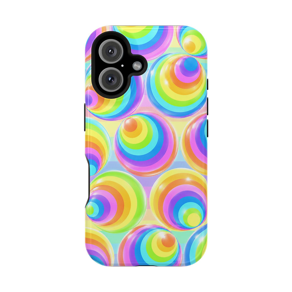 Rainbow Bubble Pop Glossy Magnetic Phone Case – Front Picture
