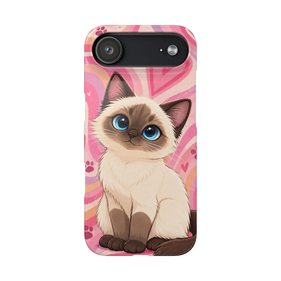 Pink Retro Ragdoll Sweetheart Cat Slim IPhone 17 Air Case – front view with blue-eyed Ragdoll cat and pink retro waves