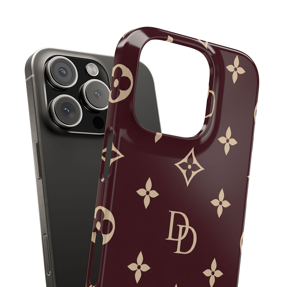 Miniatură: Bordeaux Impérial Luxury Monogram Slim iPhone Case – Camera Cutout Detail