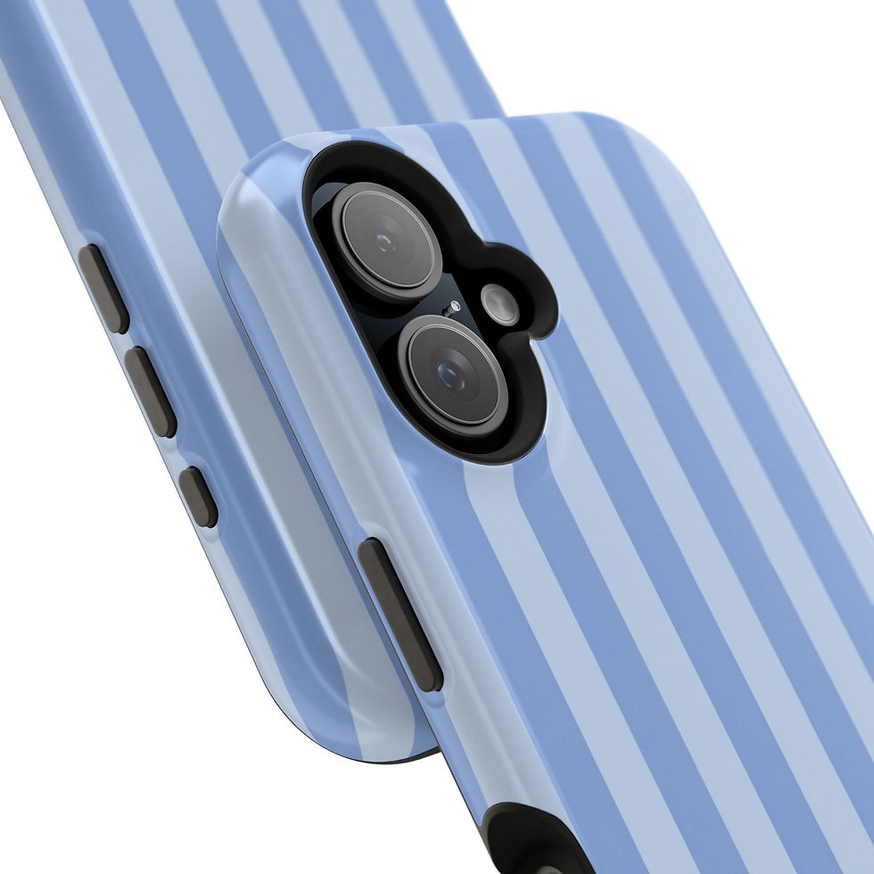 Miniatyrbild: Sky Blue Stripe Glossy Magnetic Phone Case – Angled Camera Detail