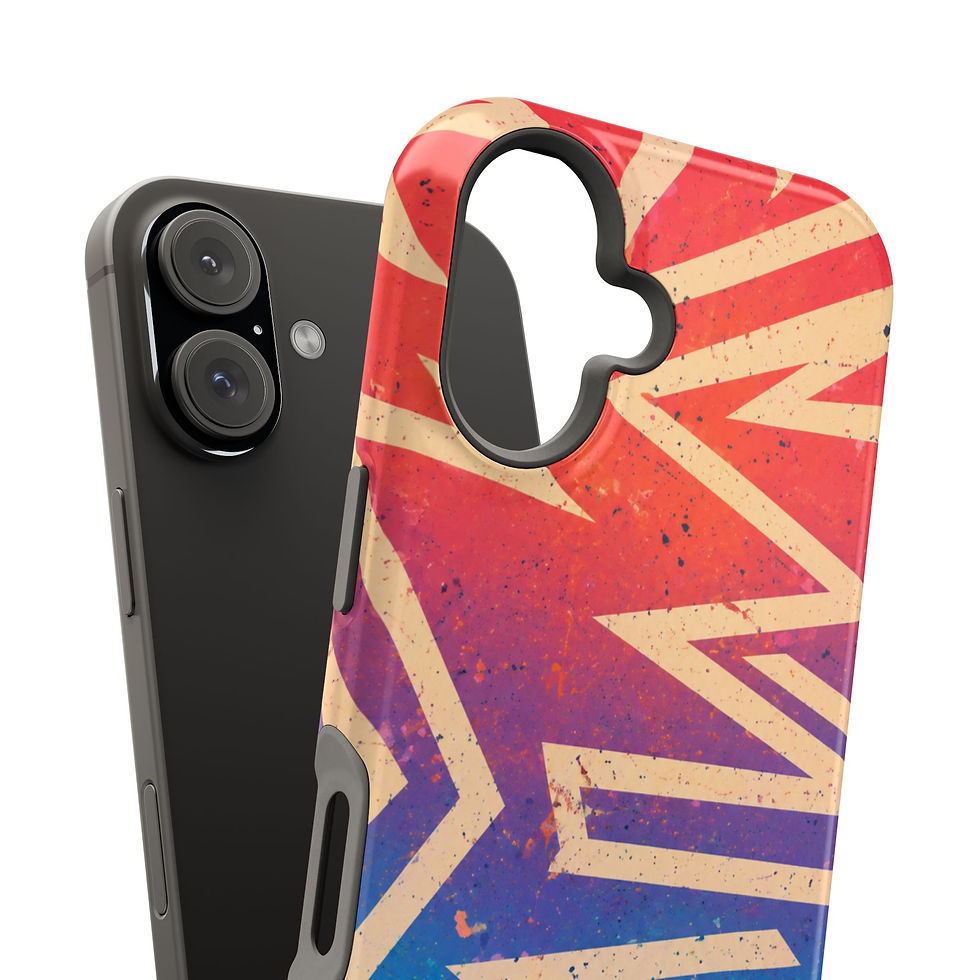 Miniaturbild: Sunset Geometry Retro Surf Glossy Magnetic Phone Case Interior and Back View