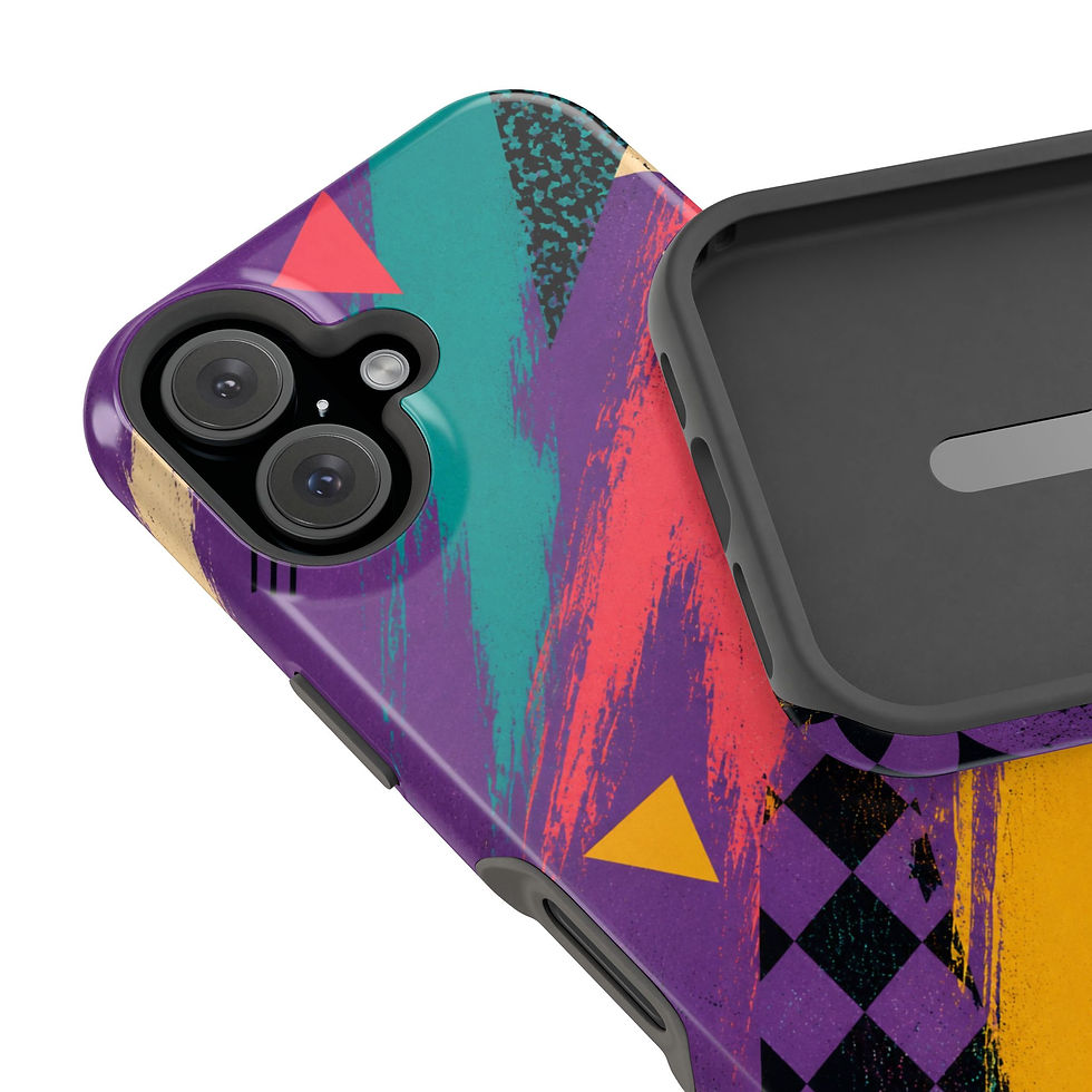 Thumbnail: Teal Static Retro 80s Glossy Phone Case Camera and Interior Detail